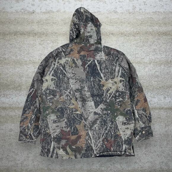 Vintage Hunting Camo Jacket Insulated Hooded Canvas Full Zip Y2K - Picture 3 of 4